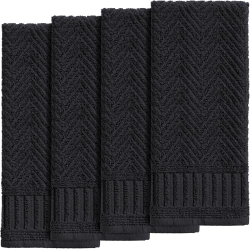 DecorRack 100% Cotton Kitchen Towels 15x25 in, Grey (Pack of 4)