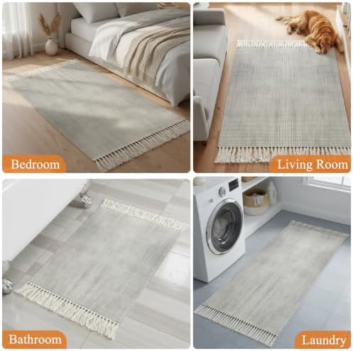 Slate Gray Hallway Runner Rug 2'x5', Vintage Solid Color Modern