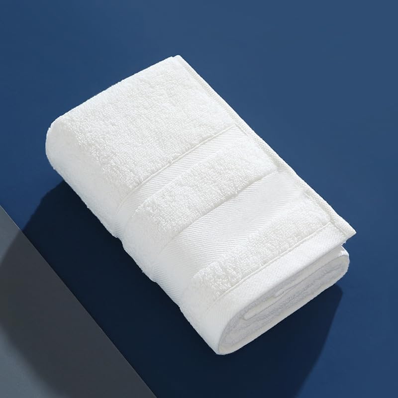 6pcs All‐Cotton Solid Washcloth for Home,13.78 * 28.74in,White