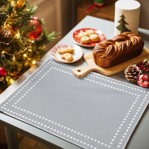 Gray Solid Color Placemats Set of 8, Cotton Linen Fabric Place Mats