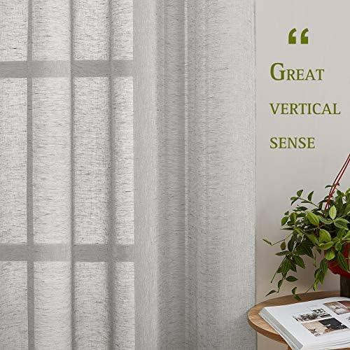 NICETOWN Linen Textured Semi Sheer Curtains 63 inches Length, Eyelet