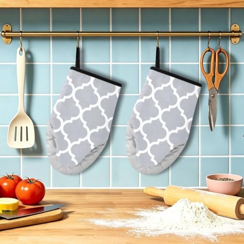Gray Morocco Oven Mitts and Pot Holders Set 2 Pcs