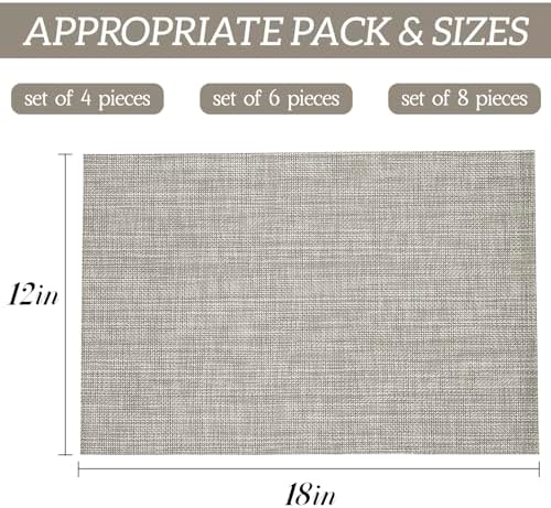 JeogYong Wipeable Placemats Set of 8 Washable Placemats Woven Table