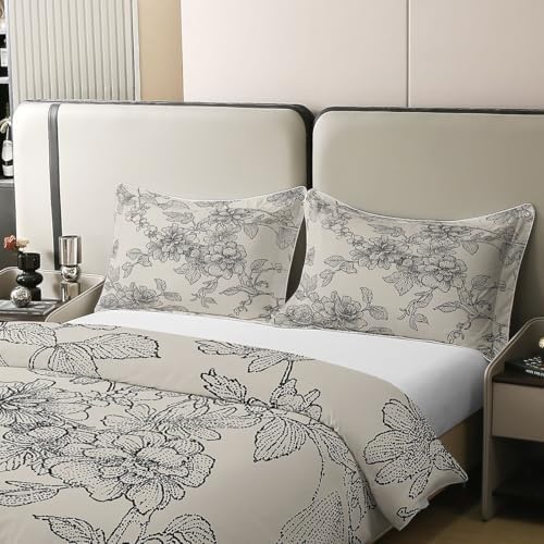 Feelyou Vintage Floral Pattern Duvet Cover 100% Cotton Queen Size Boys