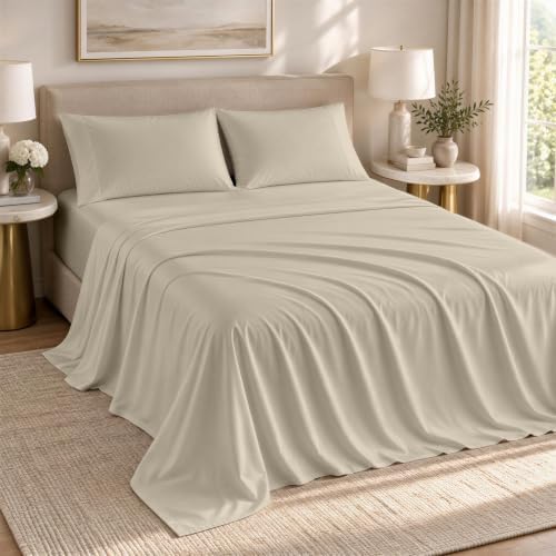 Mayfair Linen 1200 Series Full Size Sheets, 17" Deep Pocket, Beige