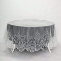 BalsaCircle 90-Inch Ivory Premium Lace Round Tablecloth Table Linens