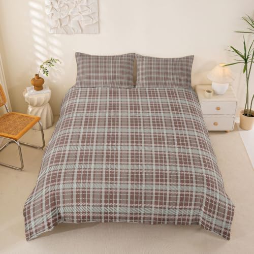 Homewish Buffalo Plaid Kids Duvet Cover Set King Size,Geometric