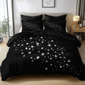 King Duvet Cover Set Soft Microfiber Simple Stars Black