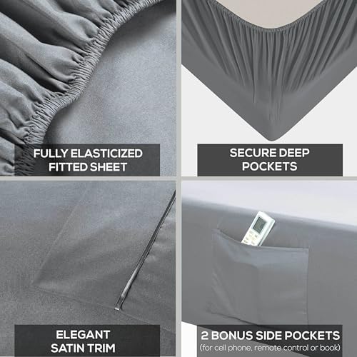 Mueller Luxury 6 PC Full Size Bed Sheets, Super Soft, Deep Pocket up