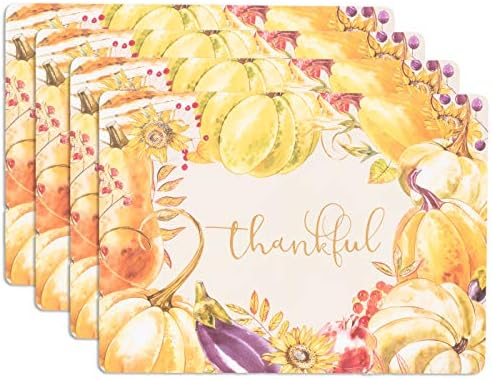 KAF Home Cork Placemats 16 x 12-Inch Set of 4 (Thankful Veggies)