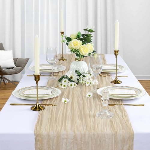 12 Pack 35 x 120 Inch Beige Table Runner Cheesecloth