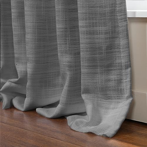 TWOPAGES Gray 72W x 108L Pinch Pleated Curtain for Bedroom, Natural