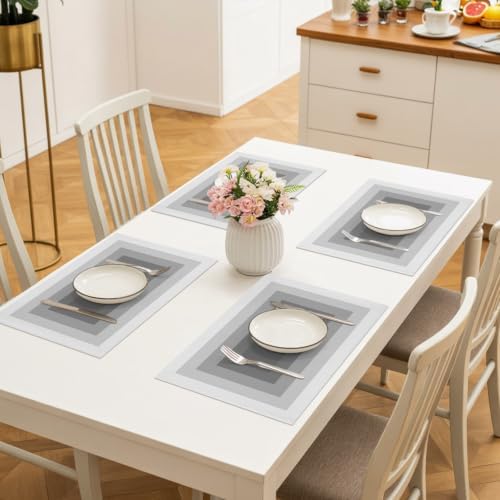 Gray Gradient Squares Placemats Set of 8, Softness Layers Zen