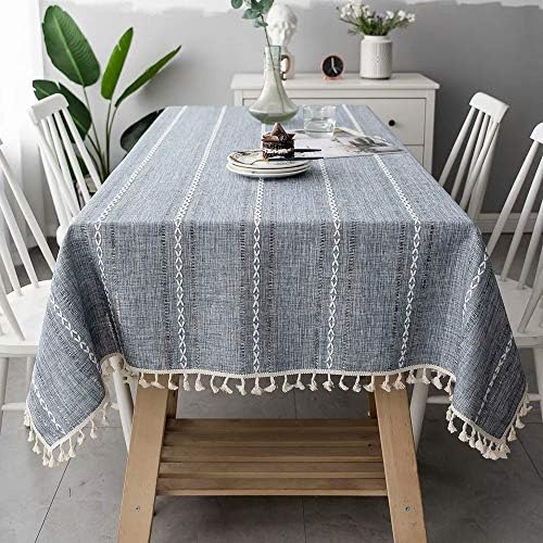 Mucalis Tassel Tablecloth Square Solid Gray Table Cover for Party