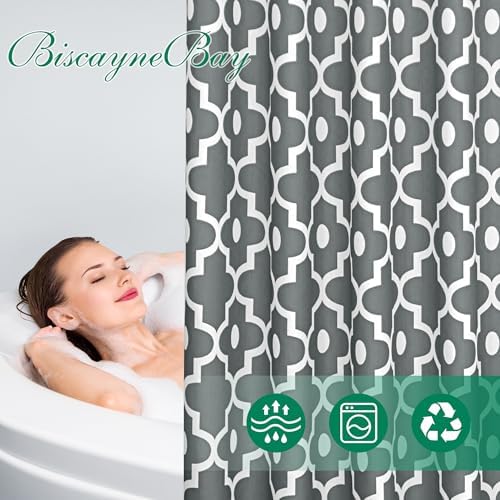 Fabric Modern Extra Long Shower Curtains for Bathroom-Dark Grey and