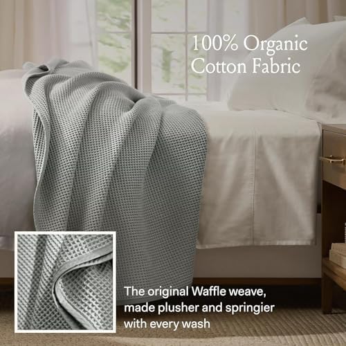 BOLL & BRANCH Waffle Bed Blanket, Full/Queen, Cream