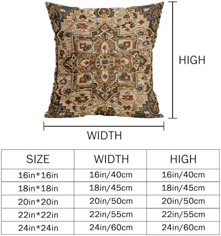 Brown Gold Red Vintage Bohemian Pillow Covers 18X18 Inch Boho Flower