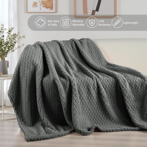 Exclusivo Mezcla Soft Fleece Queen Size Blanket for Bed, Dark Grey