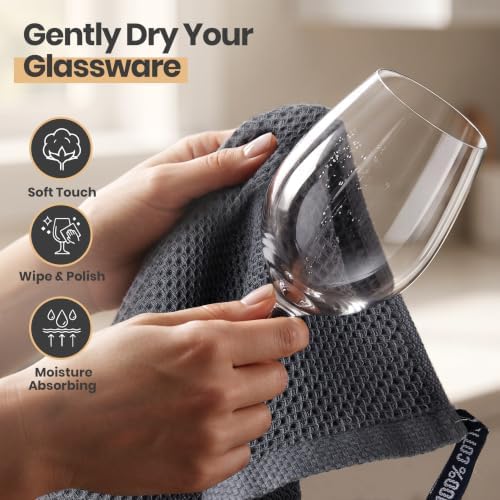 Utopia Kitchen 100% Cotton Waffle Weave Kitchen Towels (6 Pack, Grey)