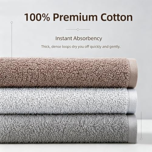 3 Piece Bath Towel Set Cotton Towels with Bath Hand Washcloth for