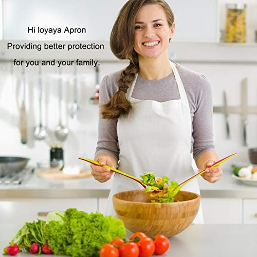 White Aprons Bulk with Pockets for Women Girls Adults Chef, Set of 10