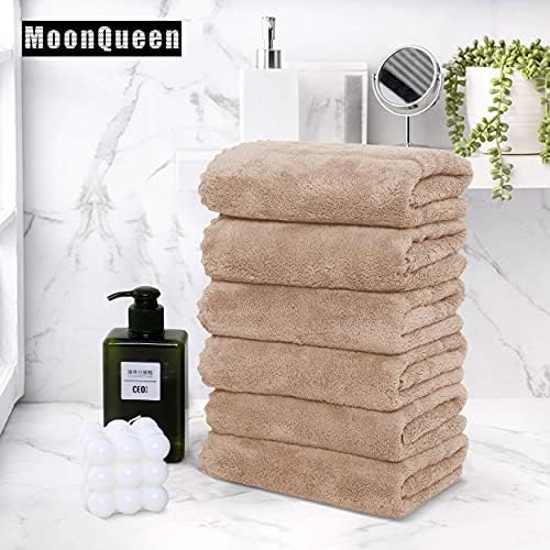 MOONQUEEN 6 Pack Premium Hand Towels - Quick Drying - Microfiber Coral