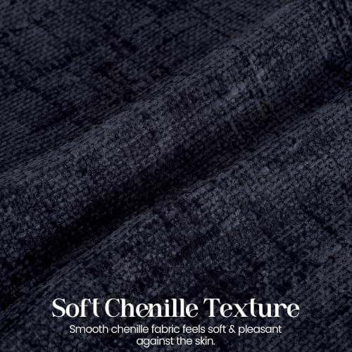 Textured Chenille Throw Pillow Covers 18x18 Set of 4, Navy Blue Boho