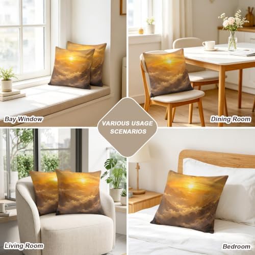 24 x 24 Pillow Covers Set of 2, Mountain Landscape Decorative Throw