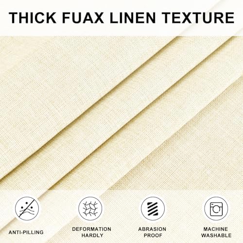 Hiasan Faux Linen Table Cloth 90 Inch Round for Dining Room, Champagne