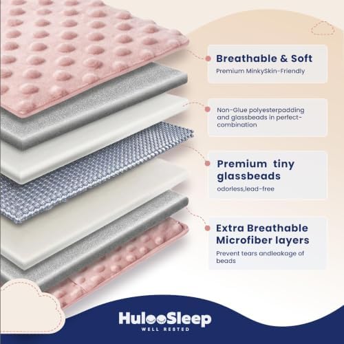 Huloo Sleep Weighted Blanket Twin 15lbs for Adult(48"×78",Pink)