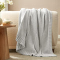 Amélie Home Chenille Knit Throw Blanket for Couch, Light Gray, 50"x60"