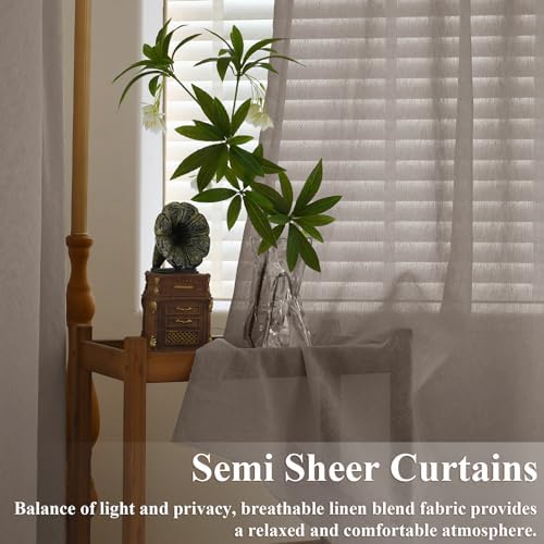Frelement Light Filtering Window Treatments Linen Sheer Window Curtain