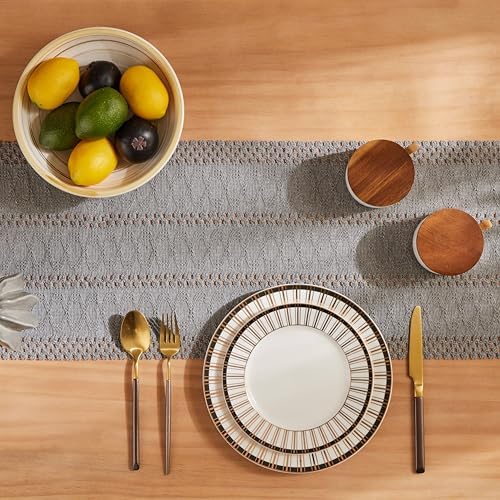 ZeeMart Macrame Style Boho Table Runner, 12x72 Inch Grey