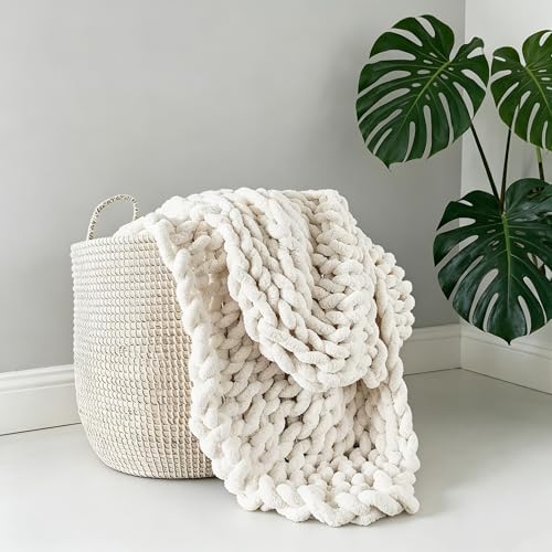 Soft Chunky Knit Throw Blanket for Couch, Cozy Warm Knitted Blankets