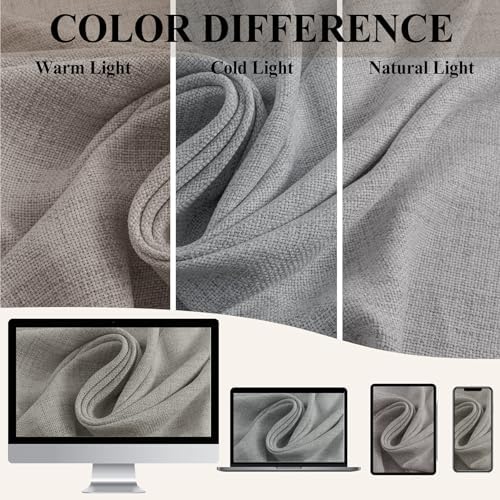 Fcosie Linen Curtains, Light Filtering Pinch Pleated Drapes for Living