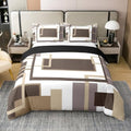 Erosebridal 100% Cotton Khaki Square Geometric Duvet Cover