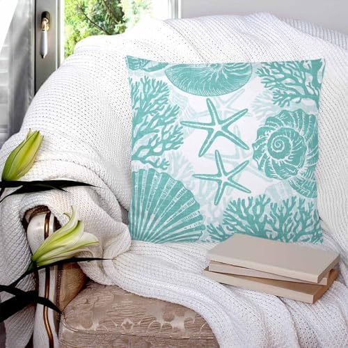 Pillow Covers 20x20 Set of 2, Teal Coastal Throw Pillow Covers