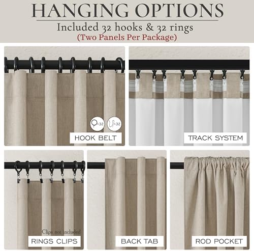 QJmydeco GreyBeige 108 Inch Curtains 2 Panel Set Burg Modern