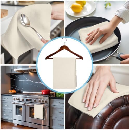 Cream Kitchen Towels Set of 3, Solid Color Absorbent Dish Cloths 18 x
