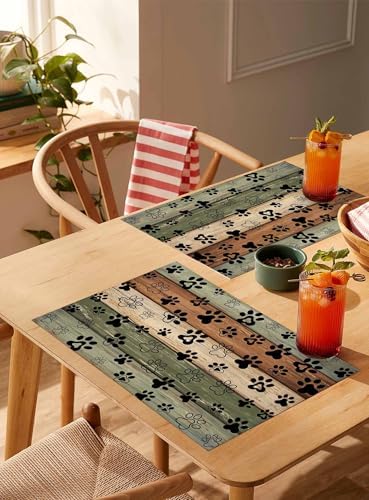 Placemats Set of 8, Sage Green Brown Beige Woven Placemat, Linen Place