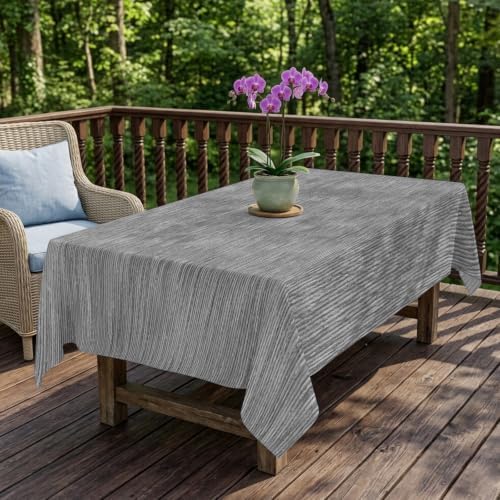 Gray Solid Color Table Cloth, Minimalist Vintage Linen Texture Modern