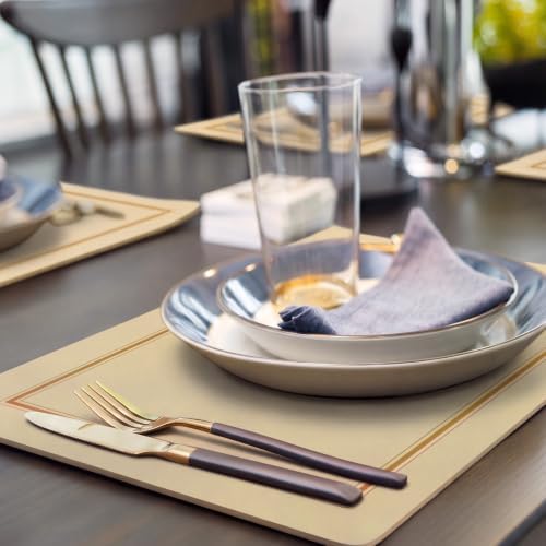 6 Sets Classic Cork Placemats Backed Placemats Cream