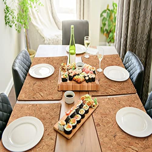 Eaasty Set of 6 Cork Placemats 17 x 12 Inch Heat Resistant Placemats