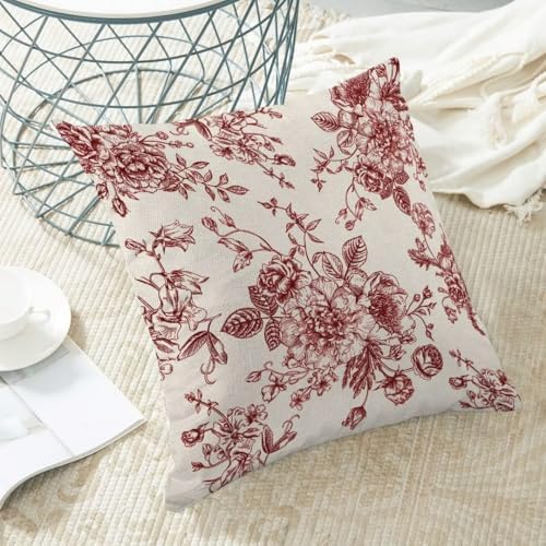 AEIOAE Chinoiserie Floral Pillow Covers 18 x 18 Inch Set of 2, Vintage