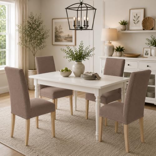 Dining Chair Covers Set of 6, Khaki Chair Slipcovers Washable