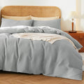3Pcs 100% Egyptian Cotton Waffle Duvet Cover Set Queen 90 x 90, Gray