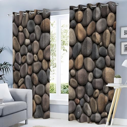 Blackout Pebble Texture Curtains for Bedroom, Gray Curtains 63 Inch