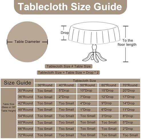 DWCN Round Faux Linen Tablecloth, Round Table Cover, 70 Inch, Beige