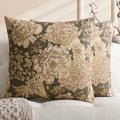 Floral Green Vintage Pillow Covers 22x22 Inch Set of 2 Farmhouse Block
