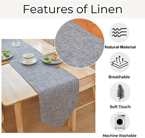 Burlap Farmhouse Cotton Linen Table Runner, Rustic Woven Solid Color